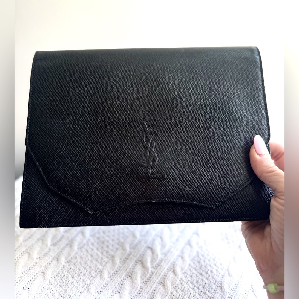 YSL Black Leather Clutch
